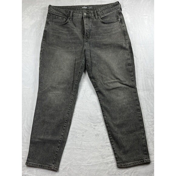 Old Navy O.G. Straight Jeans Button Fly High Rise Distressed Gray Size 16 - Picture 1 of 8